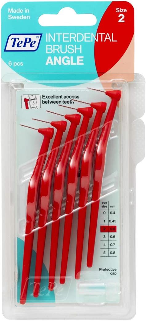 TePe Angle Red Interdental Brushes (0.5mm - Size 2) / Easy and simple ...