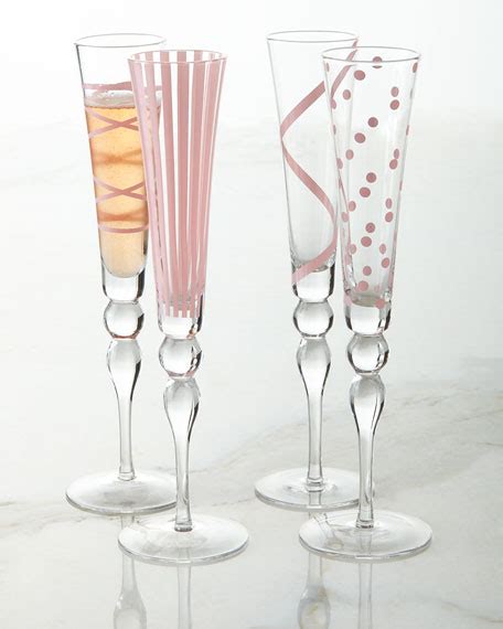 Pink Champagne Flutes, 4-Piece Assorted Set