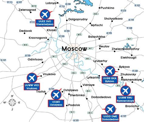 Aeroporti di Mosca sulla mappa - Mappa gli aeroporti di Mosca (Russia)