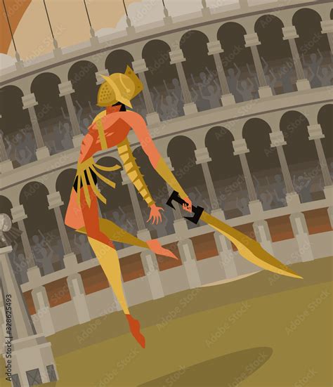 strong gladiator jumping in arena Stock Vector | Adobe Stock