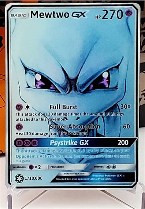 Legendary Rare Shiny POKEMON MEWTWO Gx Full Art Holographic | Etsy