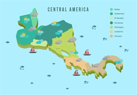 América Central mapa con el tiempo ilustración vectorial 147993 Vector ...