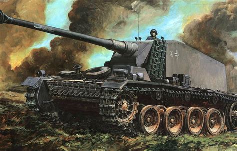 Wallpaper figure, art, art, Emil, Stubborn Emil, Self-propelled gun on the VK3001(H), heavy tank ...