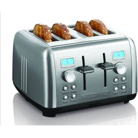 Farberware Stainless Steel Dual Control Digital 4 Slice Toaster - Walmart.com