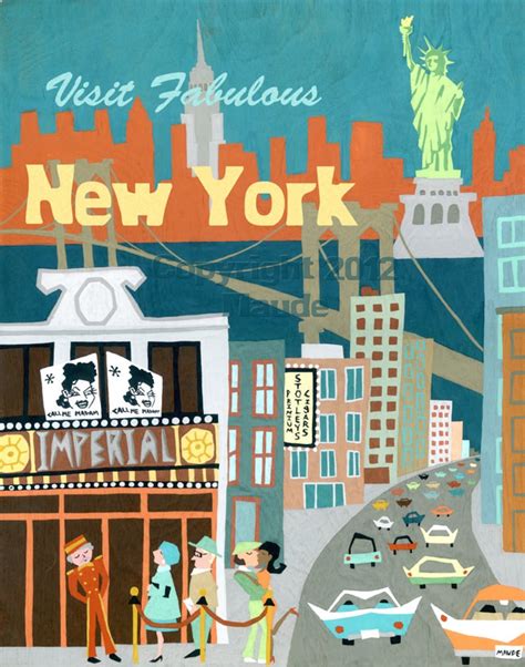 New York City Mid Century Modern Travel Poster Art Print Retro | Etsy