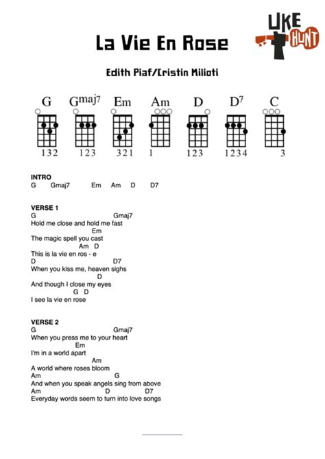 La Vie En Rose Chord Chart printable pdf download