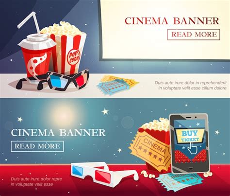 Free Vector | Cinema entertainment flat horizontal banners