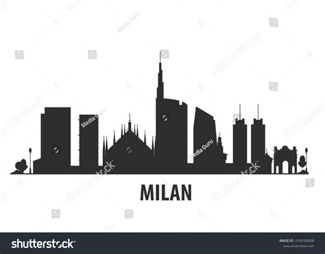 Milan City Skyline Cityscape Silhouette Landmarks Stock Vector (Royalty Free) 1918760408 ...