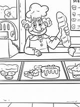 Colorear Panadero Panaderia Profesiones Panaderos Preescolar Tiendas  sketch template