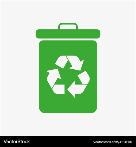 Green dustbin icon with recycle symbol Royalty Free Vector