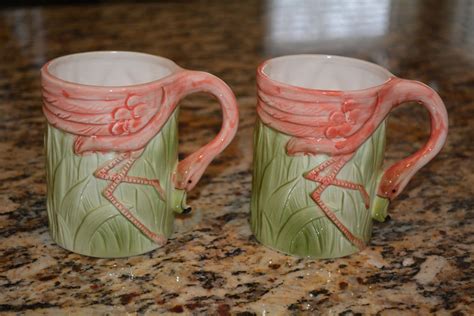 Unique Coffee Mugs Flamigo Shaped Cups Hand Painted Cups