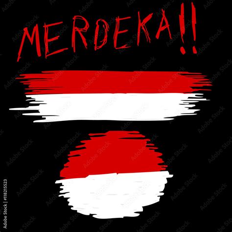 Hand Draw Sketch, Indonesia Flag with "Merdeka" (Freedom in Indonesia ...