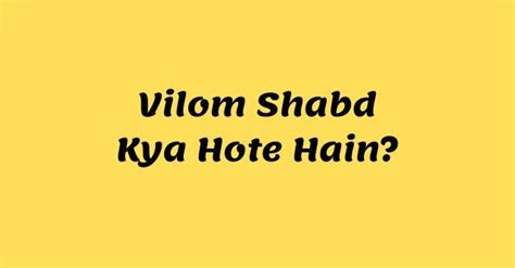 “Vilom Shabd Kya Hote Hain?. Bhasha ke kshetra mein shabdon ka bada… | by Hindi Mine | Sep, 2023 ...