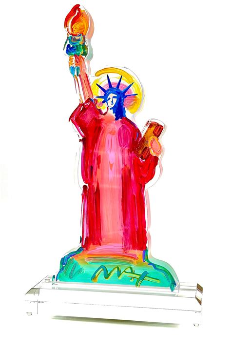 Lot - PETER MAX "STATUE OF LIBERTY" ACRYLIC & PAINT SCULPTURE SIGNED