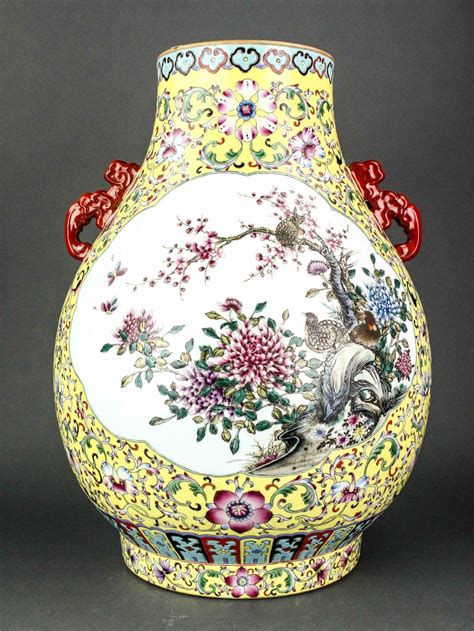 Large Famille Rose Porcelain Hu Vase Qianlong Mark