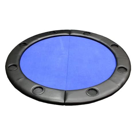 Padded Round Folding Blue Poker Table Top with Cup Holders - Overstock ...