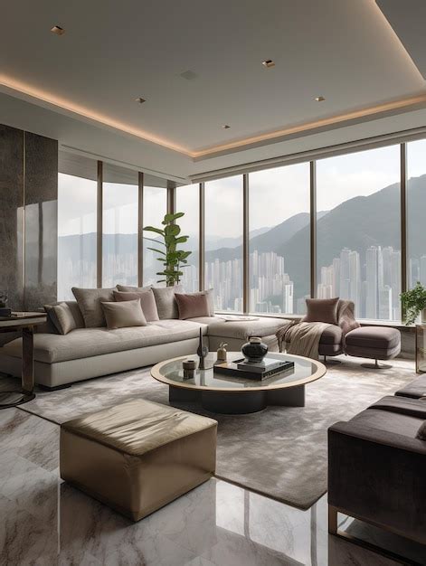 Premium AI Image | Luxurious living room contemporary Hong Kong style