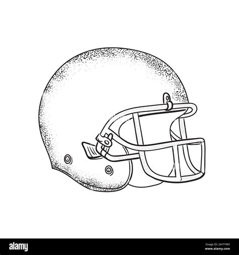 American Football Helmet Black and White Drawing Stock Photo - Alamy