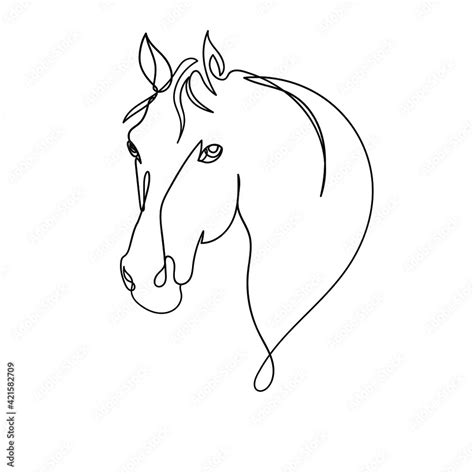 Vector hand-drawn horse head with one black line. Logo, symbol, icon, tattoo Stock Vector ...