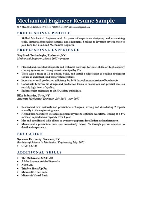 Mechanical Engineer Resume Sample & Writing Tips | Resume Genius