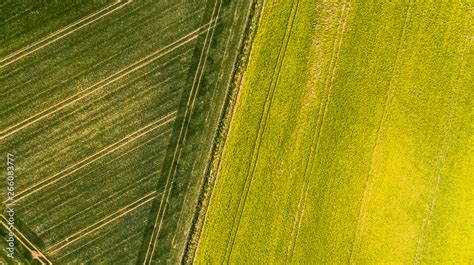 Colorful patterns in crop fields at farmland, aerial view, drone photo Stock Photo | Adobe Stock