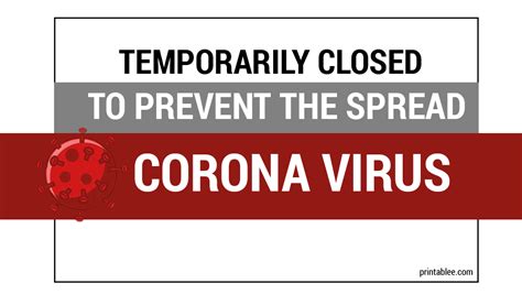 10 Closed Due To Corona Virus (Covid19) Printable Signs for Business | printablee.com