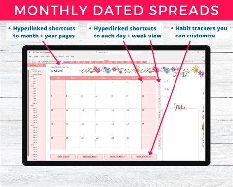 Editable OneNote Digital Planner - 2023 + 2024 (Floral Pink Template ...