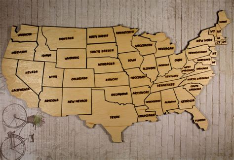 Usa map Wooden Map puzzle of the USA wooden map state of 50