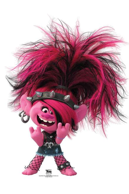 Cool cardboard cutout of Punk Princess Poppy from Trolls World Tour. Great for bedroom decor and ...