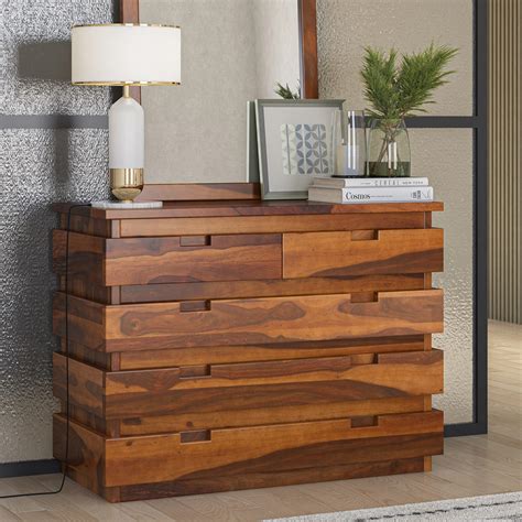 Kodiak Rustic Solid Wood Drawer Tall Bedroom Dresser ...