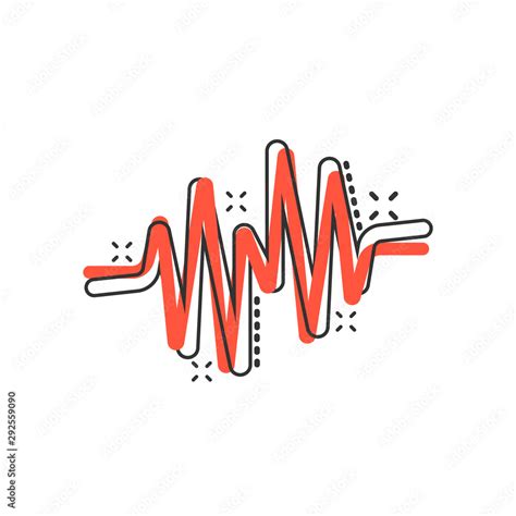 Sound wave icon in comic style. Heart beat vector cartoon illustration ...