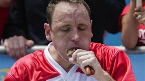 Caption this: Joey Chestnut during his record breaking hot dog ...