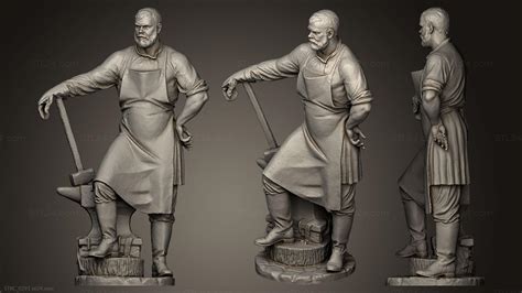 Statues of famous people - Blacksmith, STKC_0291. 3D stl model for CNC