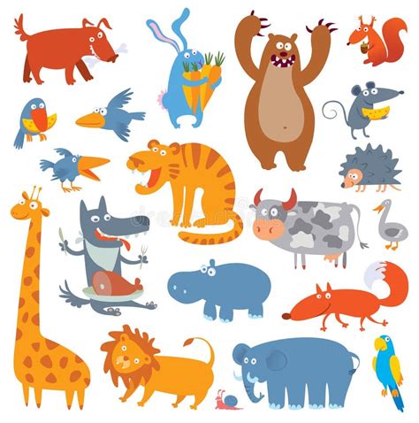 Cute zoo animals stock vector. Illustration of colorful - 36283507