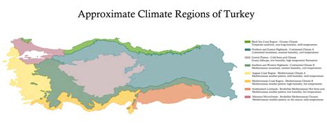 [OC][Hand-drawn] The Approximate Climate Regions of Turkey - I've felt ...