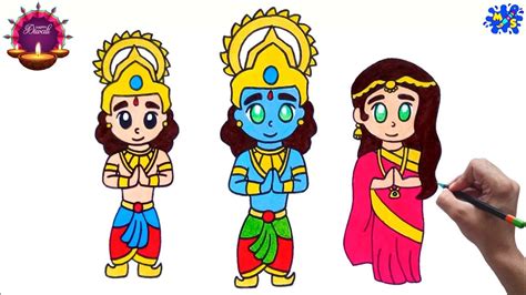 Ram Lakshman and Sita Drawing || Easy Step by Step || Diwali Drawing - YouTube