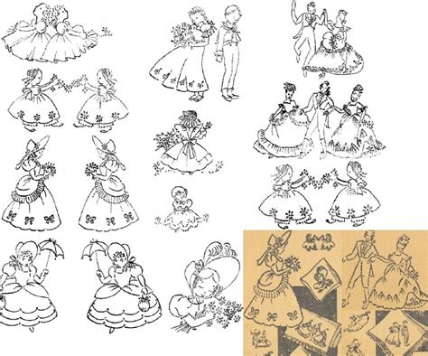 1930's Old Fashioned Figures people Embroidery Pattern Mo548 - Etsy