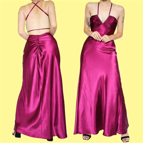 🌹Satin pink evening dress UK 8 & UK 10🌹Stunning pink... - Depop