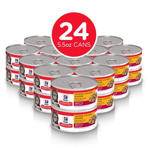 Hill's Science Diet Adult Canned Cat Food, Tender Chicken Dinner, 5.5 oz, 24 Pack wet cat food ...