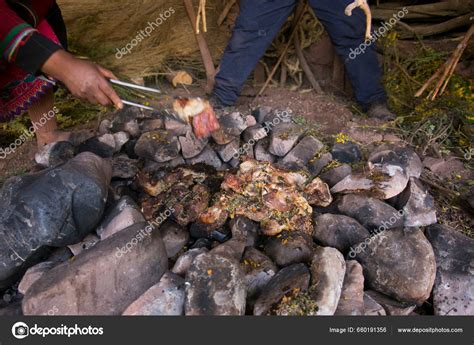 Basic Ingredients Pachamanca Ceremony Peru Pachamanca Ceremony Lamb Alpaca Pork Stock Photo by ...