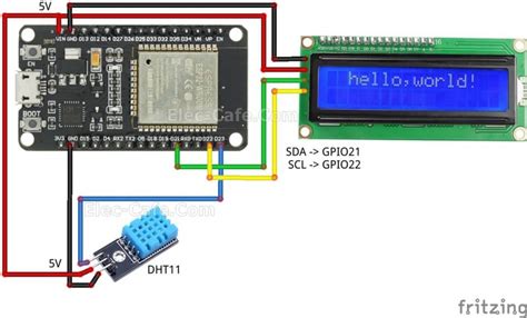 ESP32 Weather Station using DHT11 with LCD (MicroPython) | ELEC-CAFE.COM