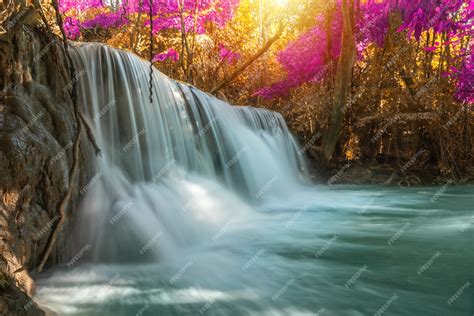 Premium Photo | Waterfall nature season spring in forest