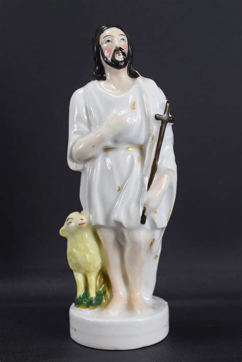 Holy Lamb Jesus Good Shepherd Statue Figurine Porcelain – Charmantiques