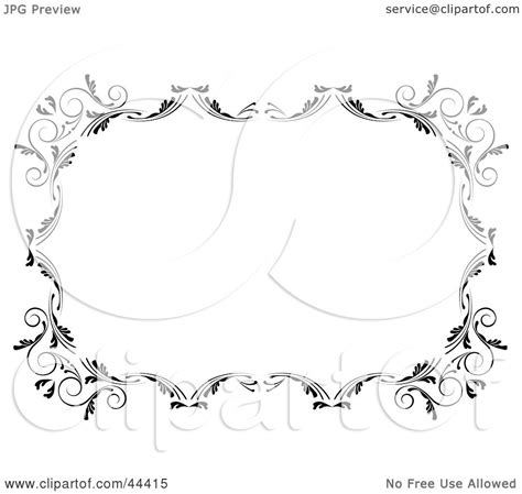 Clipart Illustration of a Horizontal Black And White Scroll Frame ...