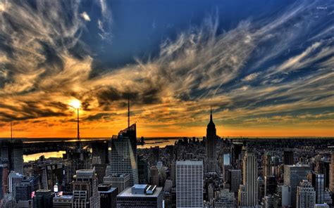 Amazing sunset sky above New York City wallpaper - World wallpapers - #52390