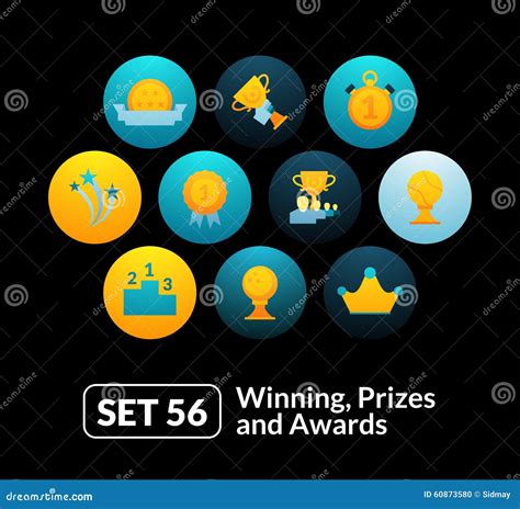 Flat Icons Set 56 - Winning, Prizes and Awards Stock Vector ...