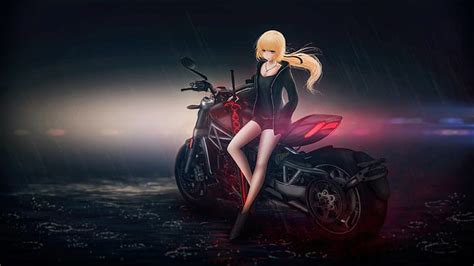 1920x1080px | free download | HD wallpaper: anime girl, motorcycle ...