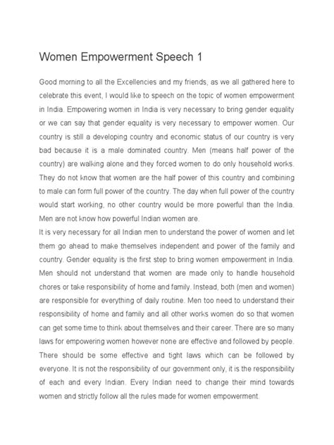 Women Empowerment Speech 1 | PDF | Empowerment | Gender Inequality