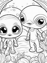 Premium Photo  Coloring Page Line Art aliens hiding sketch template