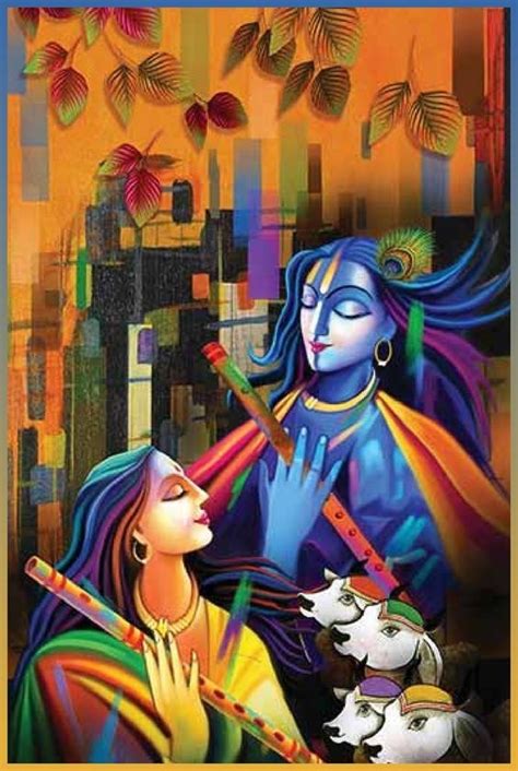 Radha Krishna Eternal Love Painting Handpainted Unframed